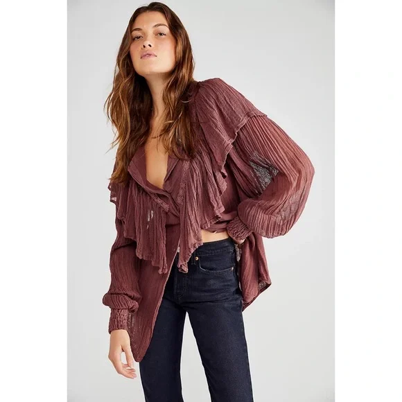 LAST CALL Jen's Pirate Booty for Free People Merlot Alta Top NWT Size Large - Picture 6 of 7